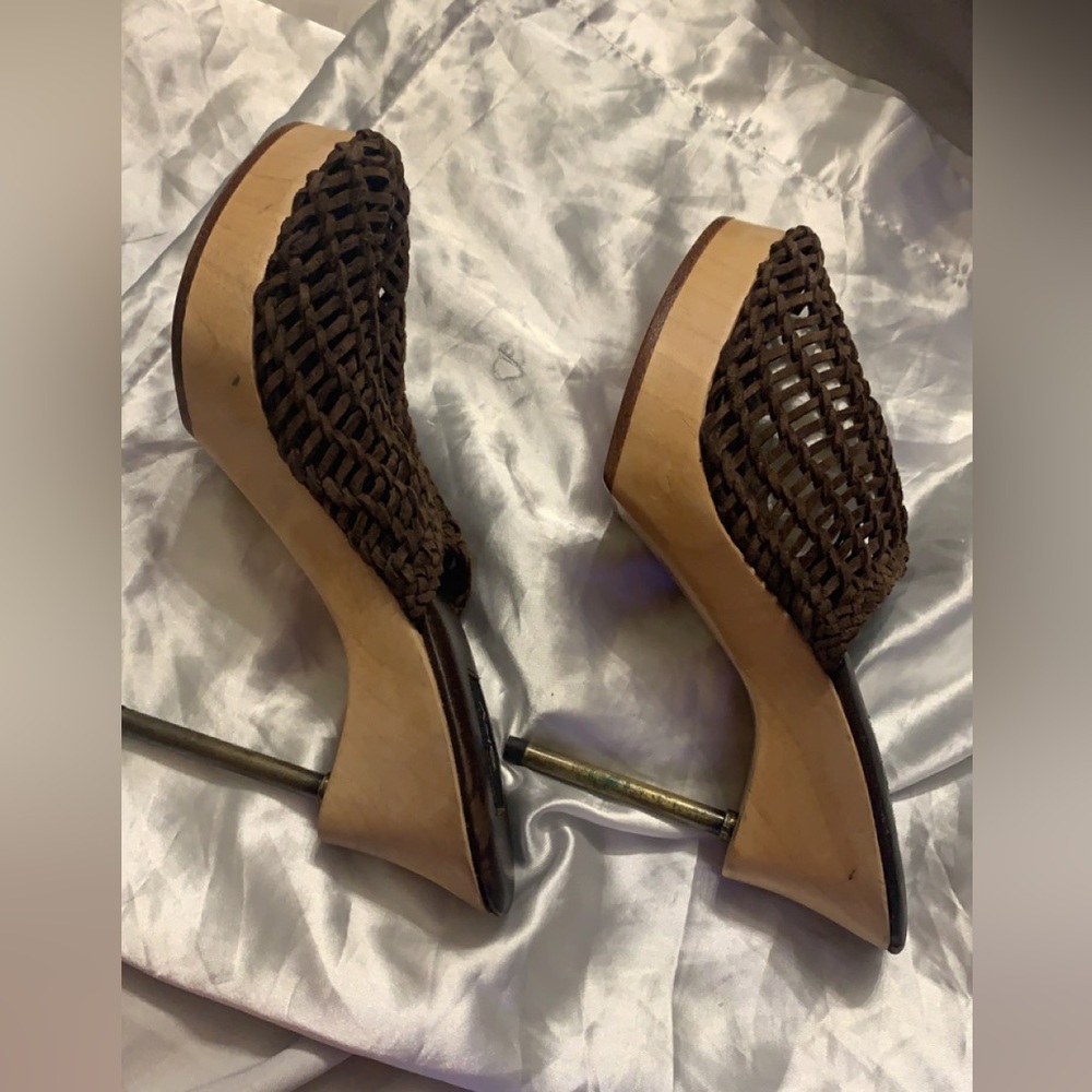 Designer Ladies heels brown s suede wooden/metal spike heels